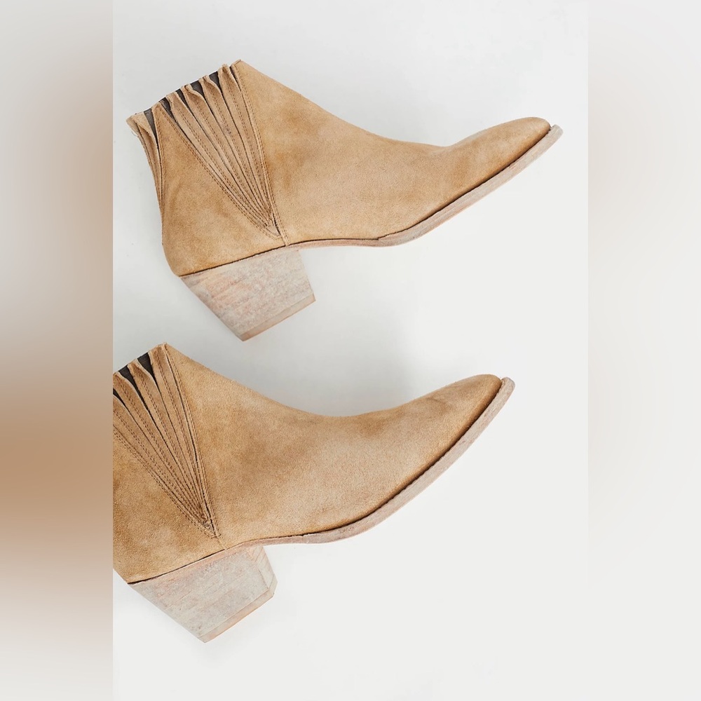 Free People Wild Fields Western Boots Camel Suede Ankle Booties